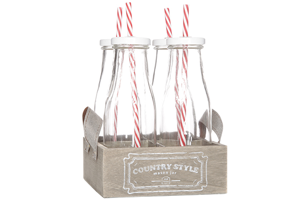 Пляшки для напоїв на підставці 420мл з соломкою C&T 7865953_1