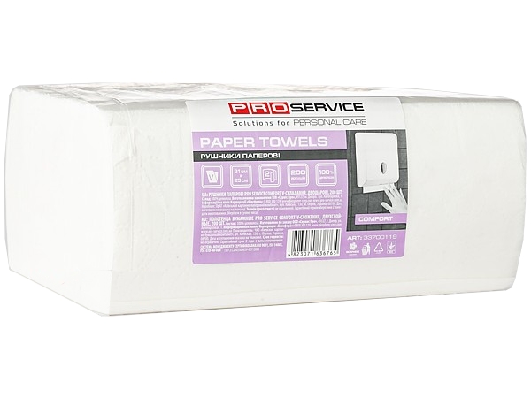 Рушник 2шари Vскладення білий целюлоза 200шт Comfort PRO 33700119_1