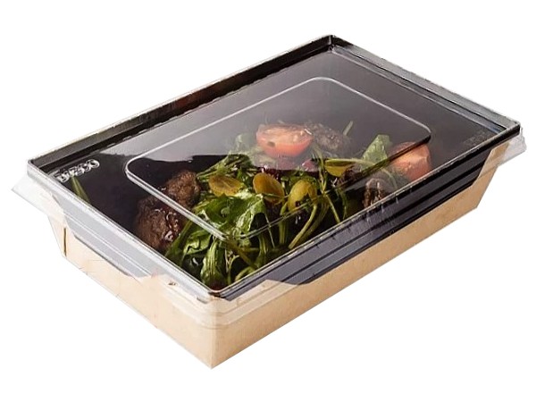 Контейнер папер.207х127х55мм з прозр.криш. 800мл КРАФТ чорний всеред. 10шт 013849/013824К_1