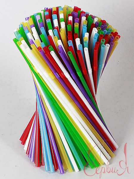 Соломка для соку 21смх4,8мм зі згином асорті 200шт СП_3