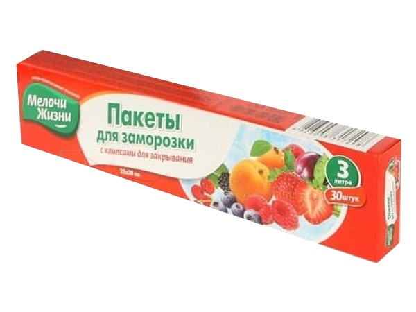 Пакети для заморожування з клипсами 3л 30шт МЖ 7298 CD_1