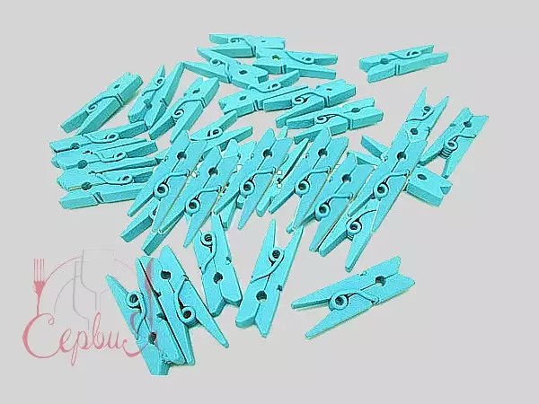 Прищіпка-міні дерев'яна декор.бірюзова 3,5см_2