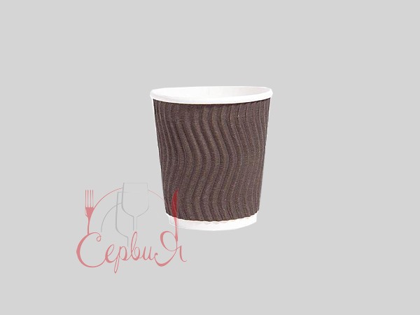 Стакан 110мл паперовий гофра коричневий 20шт PRO 43114300_2