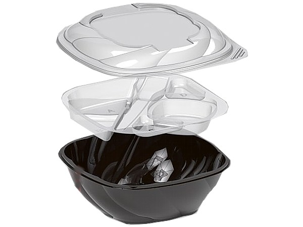 Контейнер 160х160х80мм ЧОРНИЙ з ПРОЗОРОЮ кришкою та вкладкою! 1л IT-5075 10шт_1