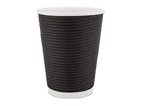 Стакан 430мл паперовий гофра чорний 25шт АПХ_1