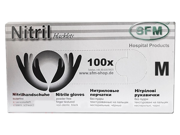 Рукавички нітрілові М чорні 100шт SFM 534957_1