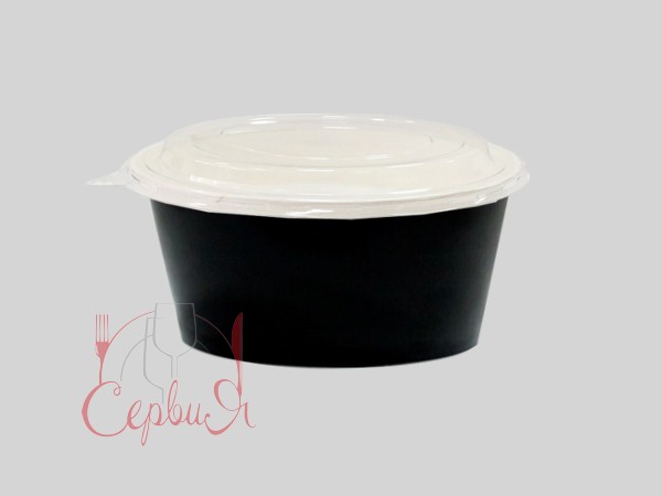 Контейнер папер.д.142, h53мм з прозор.криш. 550мл чорний 10шт 011113/010590_2