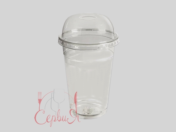 Склянка 400мл з купольною кришкою з отвором 50шт РК_2