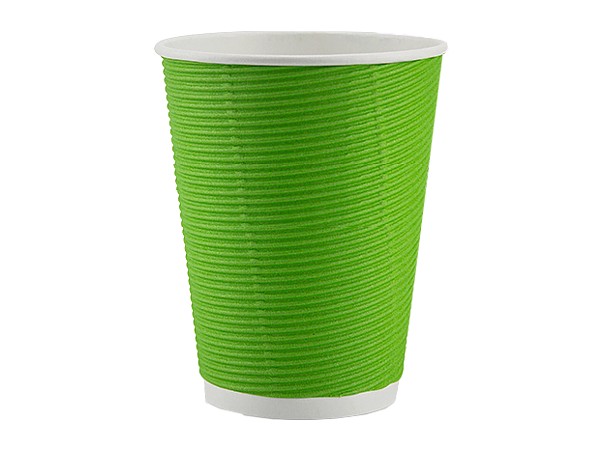 Стакан 420мл паперовий гофра зелений 25шт АПХ 122403_1