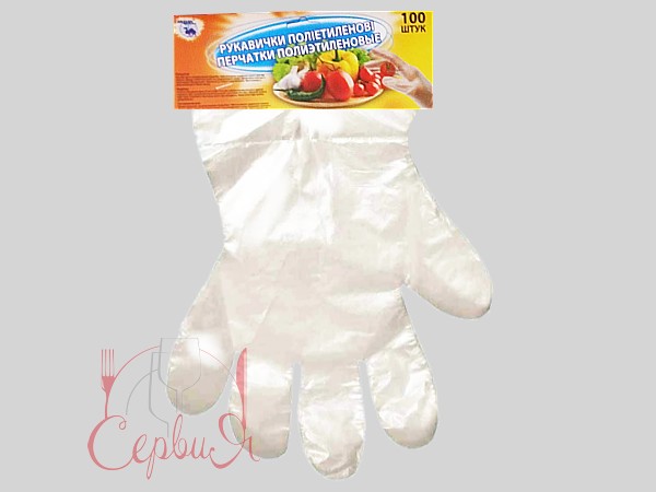 Рукавички п/е прозорі 100шт на планці СТ_2