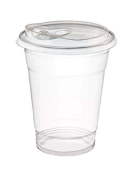 Стакан 400мл з ПЛОСКОЮ кришкою з отвором 100шт TU_1