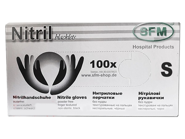 Рукавички нітрілові S чорні 100шт SFM 534956_1