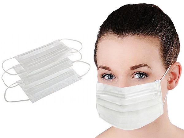 Маска мед. спанбонд однораз. 3шар. біла_1