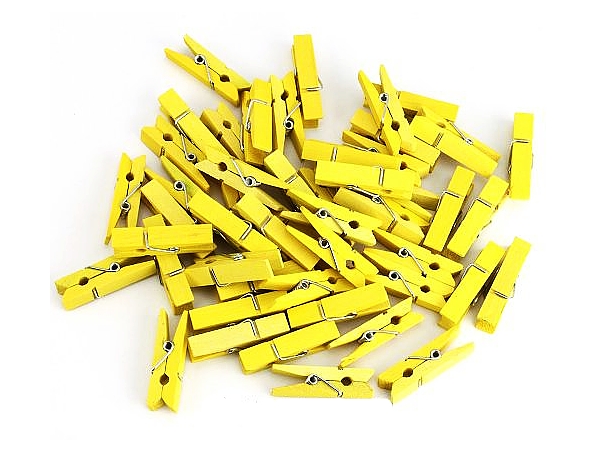 Прищіпка-міні дерев'яна декор.жовта 3,5см_1