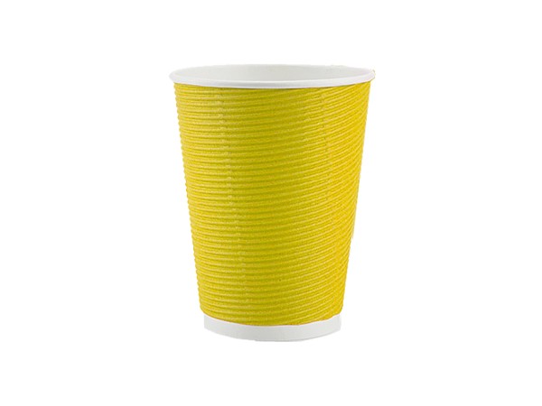 Стакан 270мл паперовий гофра жовтий під кришку АР-80 25шт АПХ_1