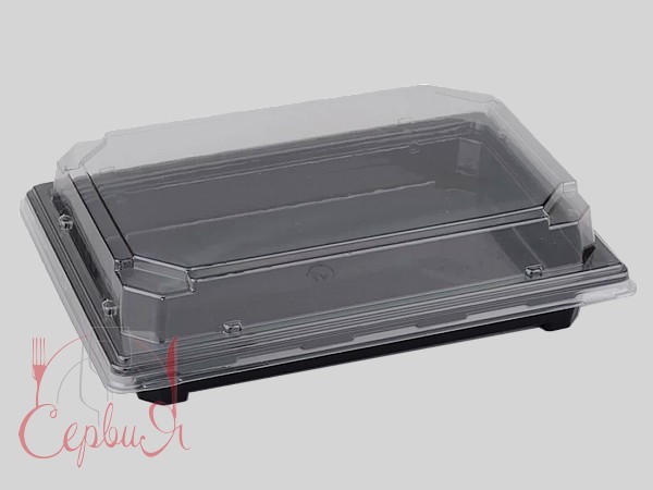 Контейнер РЕТ 189х134х30мм д/суши чорний з прозор.кришкою 10шт 015042/015043_2