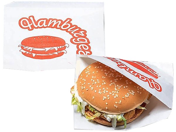 Куток паперовий для бургероів 140х130мм білий з малюнком 100шт ЭКО_1