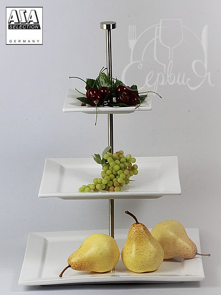 Ваза фруктовниця 3 ярусна h450мм Quadrato ASA 91410005_3