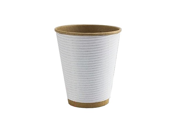 Стакан 270мл паперовий гофра білий/Крафт всеред.25шт АПХ 122243_1