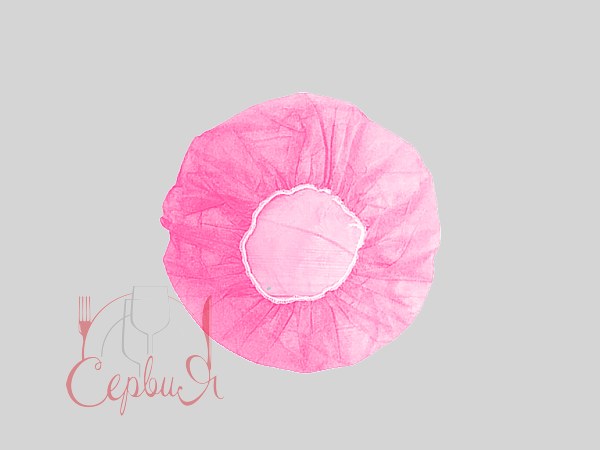 Шапочка-берет флізелін одноразова рожева ЗПТ_2