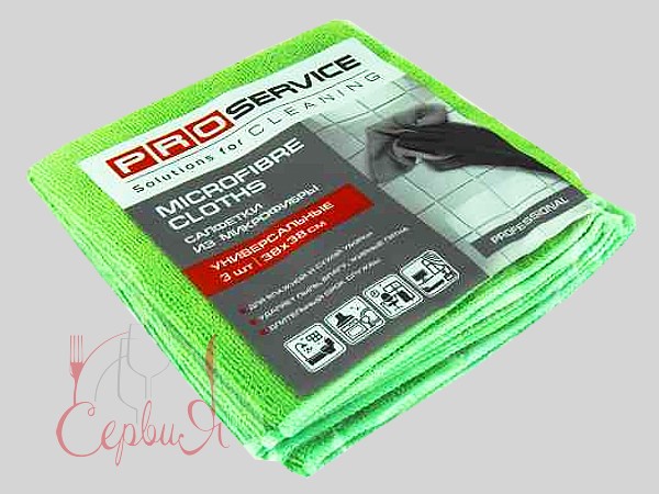 Серветка з мікрофібри універсальна 38х38см 3шт зелена PRO 183033_2