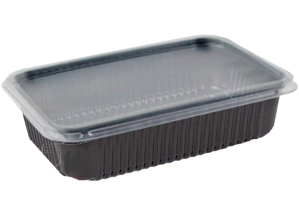 Контейнер РР 275х175х50мм чорний з прозор.кришкою 1600мл 10шт 015120/015126_1