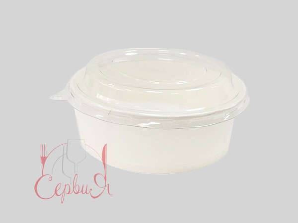 Контейнер папер.д.142, h53мм з прозор.криш. 550мл білий 10шт 011105Т/010590_2