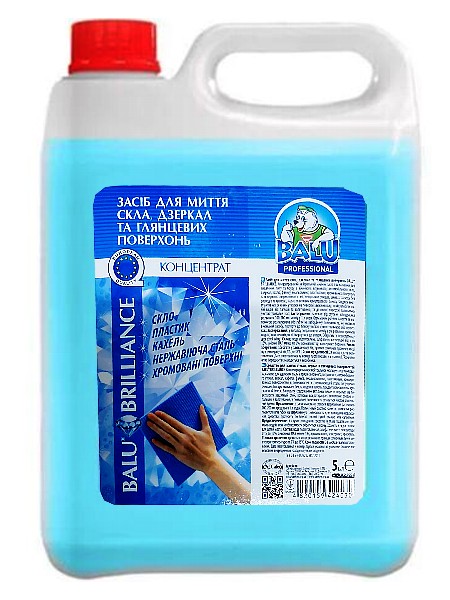 Засіб для миття скла, дзеркал та глянц.поверхонь 5л BALU&BRILLIANCE концентрат_1