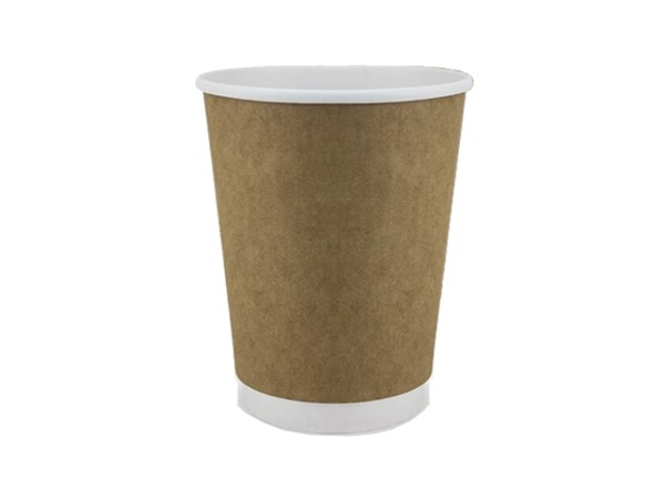 Стакан 400мл паперовий двошаровий Крафт/білий всередині під кришку ST-90 25шт ЕС_1