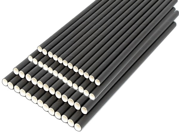 Соломка фреш паперова 19,7смх6мм без згину чорна 100шт_1