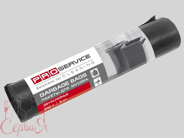 Пакет для сміття  240л 5шт чорний двошаровий PRO 16207200_2