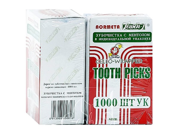 Зубочистки в індивідуальній упаковці (целофан) МЕНТОЛ 1000шт_1