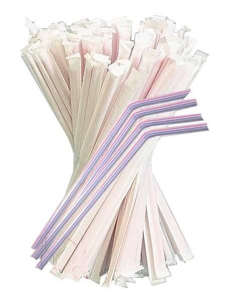 Соломка для сока 21смх4,8мм зі згином смугаста в інд.уп. 200шт СП_1