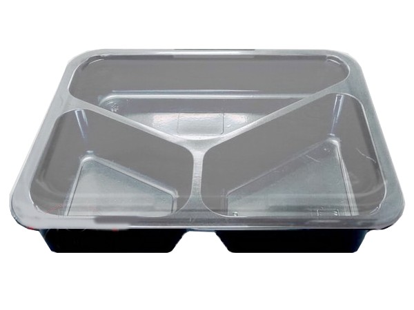 Контейнер РР 3хсекц. 227х178х40мм чорний с прозор. кришкою 10шт Т3 А 25922_1