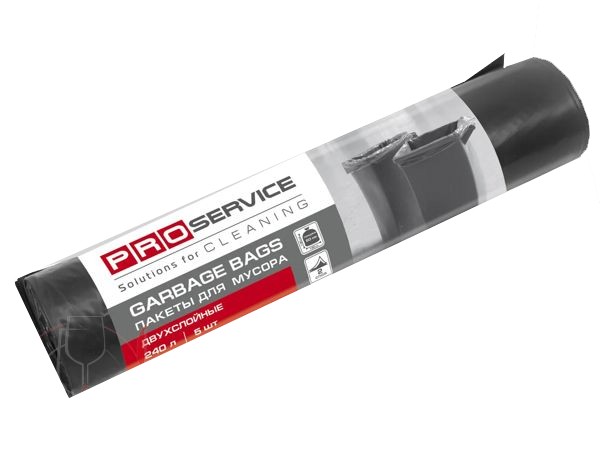 Пакет для сміття  240л 5шт чорний двошаровий PRO 16207200_1