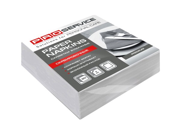 Серветка двошарова біла 1/8 складання 33х33см 50шт PRO_1