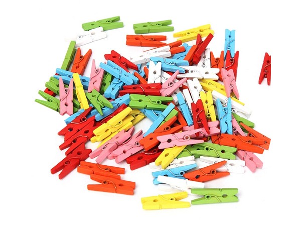 Прищіпка-міні дерев'яна декор. кольорова 3см 100шт ДЖ_1