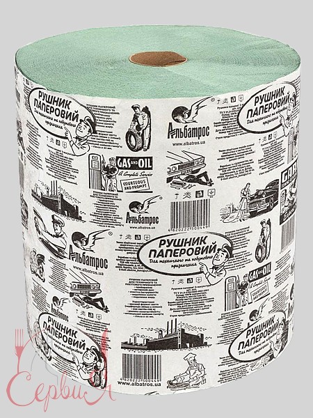 Рушник в рулоні одношаровий 180м 19,5см зелений Альбатрос_3
