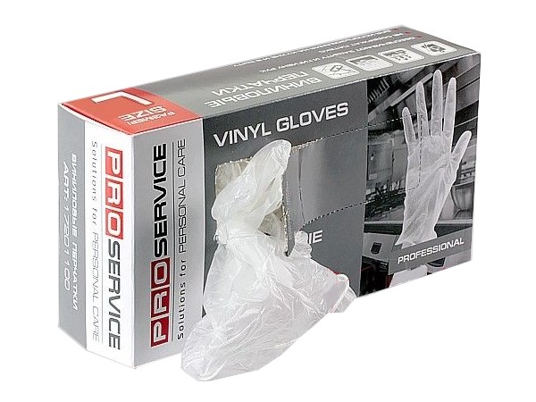Рукавички вінілові L прозорі 100шт PRO 17201000_1