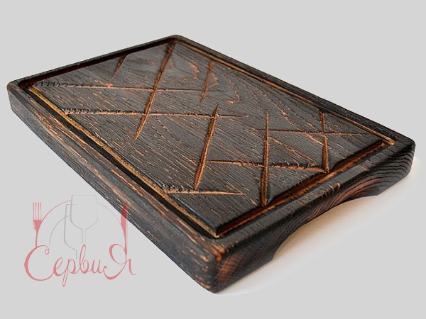 Дошка для подачі деревяна обпалена 20х30х3см ВД_2