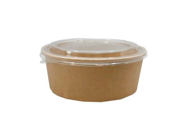 Контейнер папер.д.150, h75мм з прозор.криш. 800мл крафт/крафт 10шт 142605/пс313_1