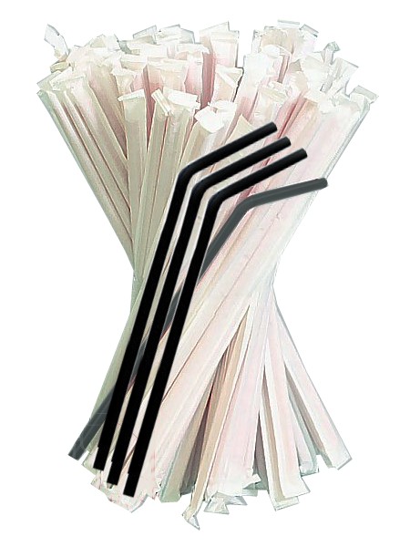 Соломка для соку 20смх5мм зі згином чорна в інд.уп.100шт BS_1