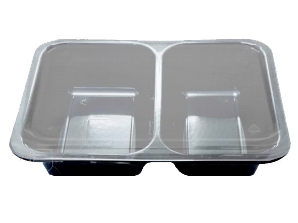 Контейнер РР 2хсекц. 227х178х30мм чорний с прозор. кришкою 10шт Т2 А 25918_1