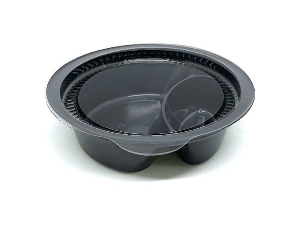 Контейнер 2-х секц. d.85мм з кришкою (соусник) чорне дно 100мл ПС-421д 100шт_1