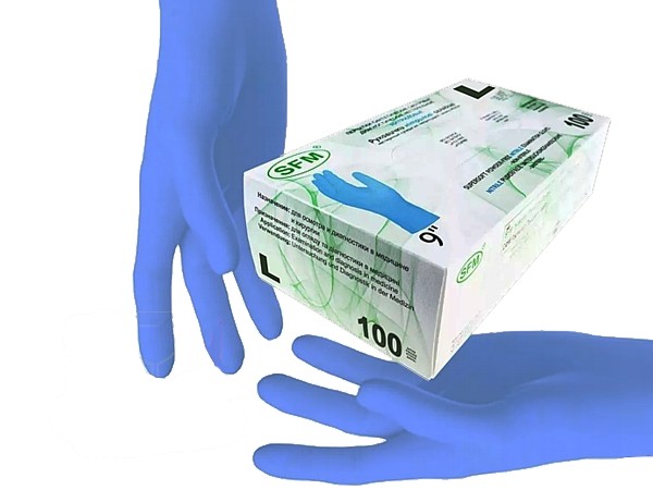 Рукавички нітрілові L сині чутливі 100шт SFM 534684-2_1