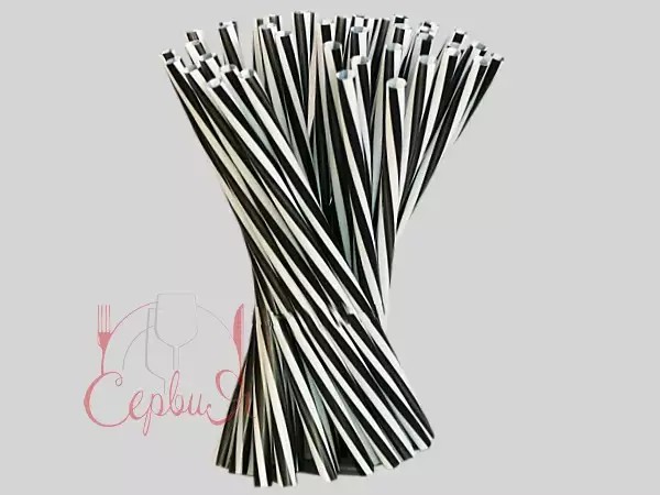 Соломка фреш 25смх8мм без згину гвинтова чорно-біла 500шт СП_2