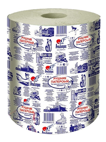 Рушник в рулоні одношаровий 180м 20см сірий Альбатрос_1