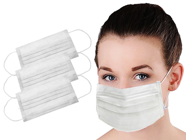 Маска мед. спанбонд однораз. 3шар. біла 50шт PL_1