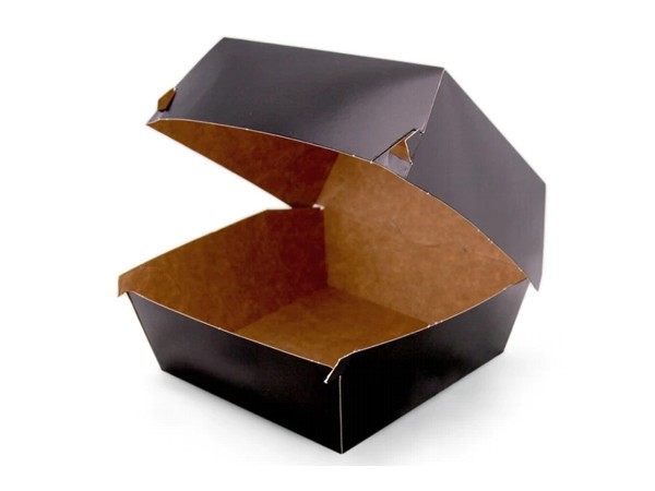 Бокс картон.для бургера чорна/крафт 95х95х75мм 90шт 013930Ч_1