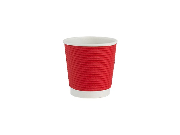 Стакан 110мл паперовий гофра червоний 25шт АПХ_1